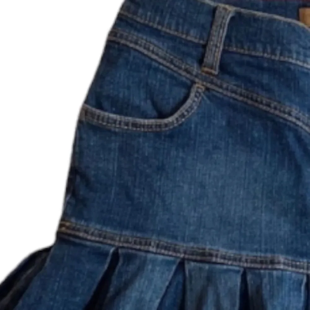 Tommy Hilfiger Denim Dark Wash Skirt Ruffle Unfinished Hem Distressed Large 13